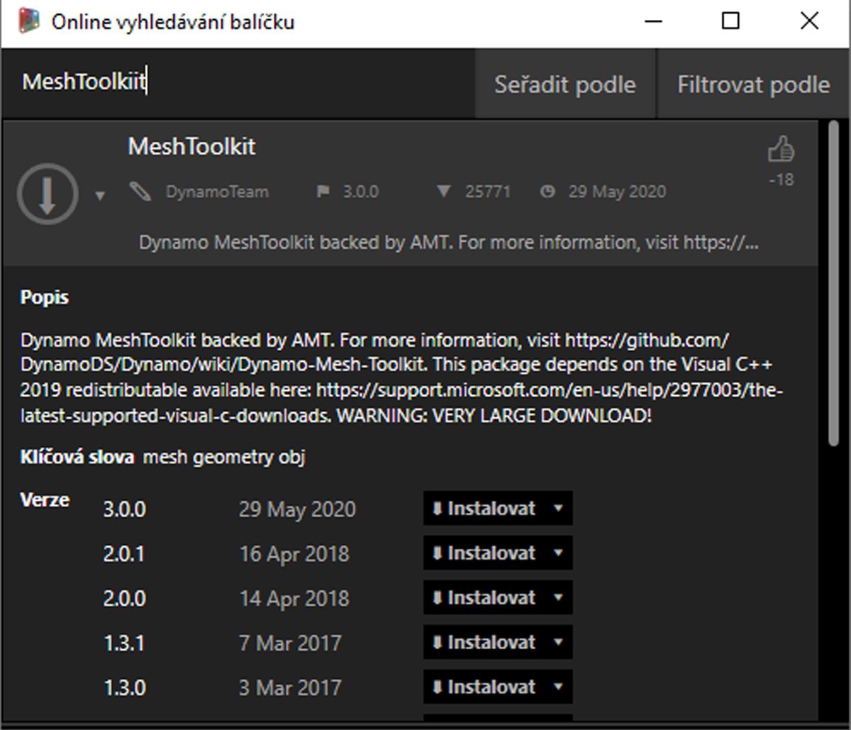 Import sítě