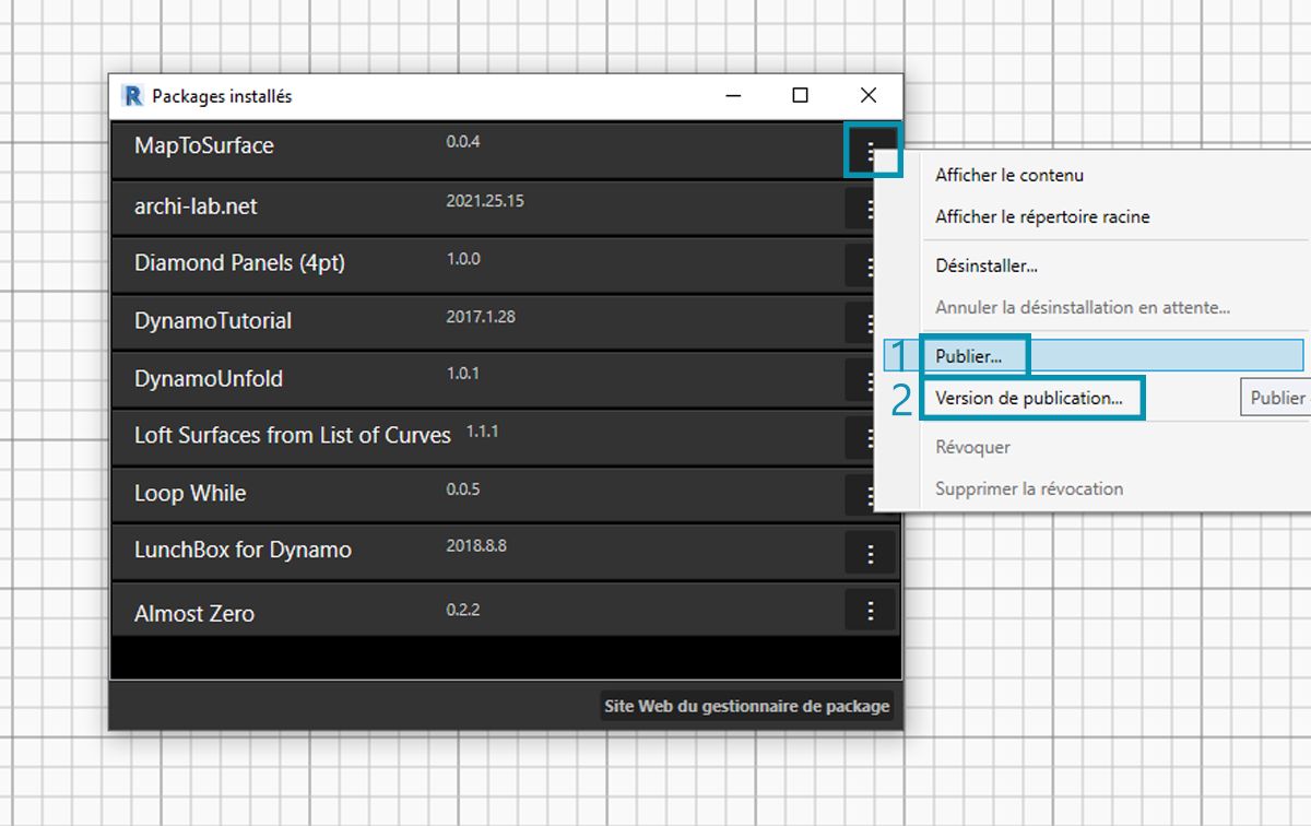 Publication d'un package | Guide Dynamo